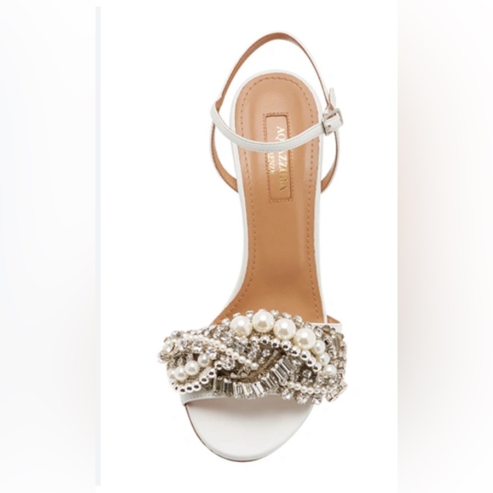 AQUAZZURA Wild Chain Crystal And Faux Pearl-embellished leather